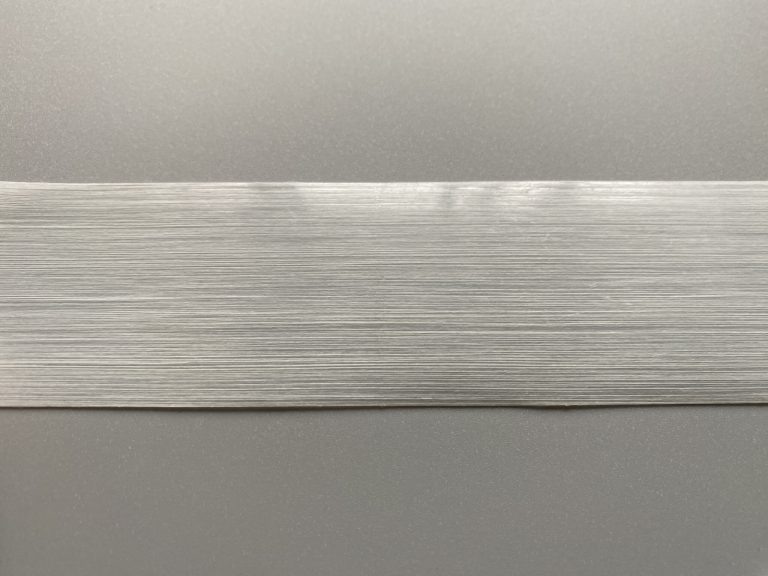 This is a display showcasing glass fiber reinforced polypropylene (PP) tape.