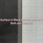 Top-down view of sandwich structure scaffold boards, showcasing one board with a black surface and the other with a white surface, both made of PP material.